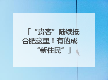 “贵客”陆续抵合肥这里！有的成“新住民”