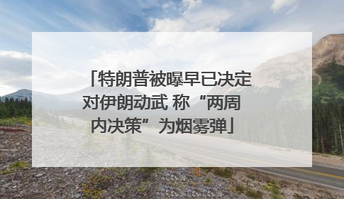 特朗普被曝早已决定对伊朗动武 称“两周内决策”为烟雾弹