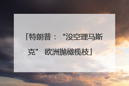特朗普：“没空理马斯克” 欧洲抛橄榄枝