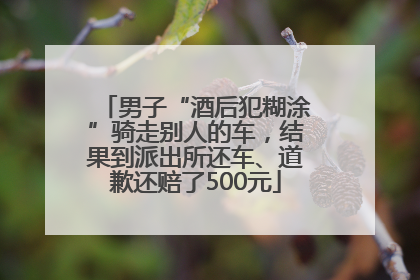 男子“酒后犯糊涂”骑走别人的车，结果到派出所还车、道歉还赔了500元