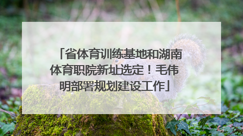 省体育训练基地和湖南体育职院新址选定！毛伟明部署规划建设工作