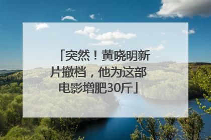 突然！黄晓明新片撤档，他为这部电影增肥30斤
