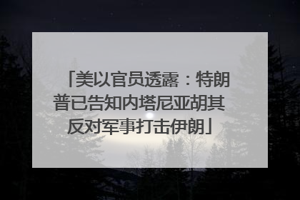 美以官员透露：特朗普已告知内塔尼亚胡其反对军事打击伊朗