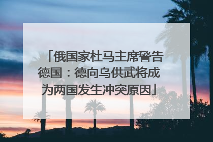 俄国家杜马主席警告德国：德向乌供武将成为两国发生冲突原因