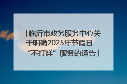 临沂市政务服务中心关于明确2025年节假日“不打烊”服务的通告