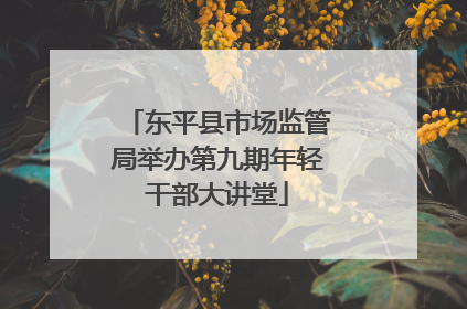 东平县市场监管局举办第九期年轻干部大讲堂