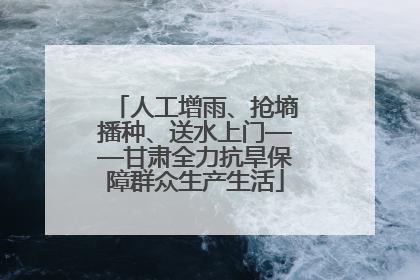 人工增雨、抢墒播种、送水上门——甘肃全力抗旱保障群众生产生活