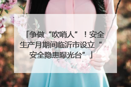 争做“吹哨人”！安全生产月期间临沂市设立“安全隐患曝光台”