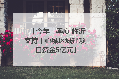 今年一季度 临沂支持中心城区城建项目资金5亿元
