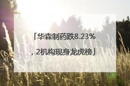 华森制药跌8.23%，2机构现身龙虎榜