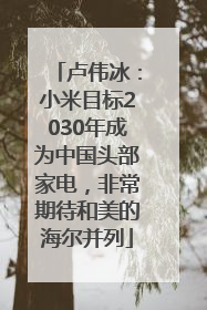 卢伟冰：小米目标2030年成为中国头部家电，非常期待和美的海尔并列
