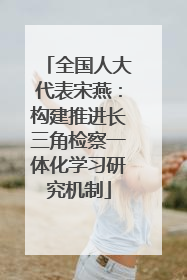 全国人大代表宋燕：构建推进长三角检察一体化学习研究机制