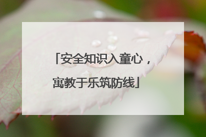 安全知识入童心，寓教于乐筑防线