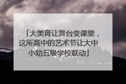 大美育让舞台变课堂，这所高中的艺术节让大中小幼五级学校联动