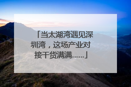 当太湖湾遇见深圳湾，这场产业对接干货满满……