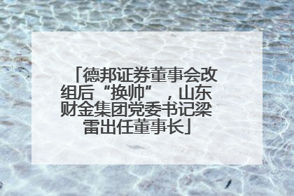 德邦证券董事会改组后“换帅”，山东财金集团党委书记梁雷出任董事长