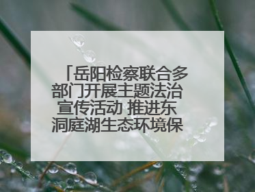 岳阳检察联合多部门开展主题法治宣传活动 推进东洞庭湖生态环境保护工作