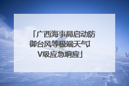 广西海事局启动防御台风等极端天气IV级应急响应
