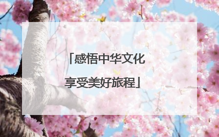 感悟中华文化 享受美好旅程