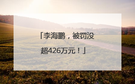 李海鹏，被罚没超426万元！