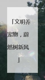 文明养宠物，蔚然树新风