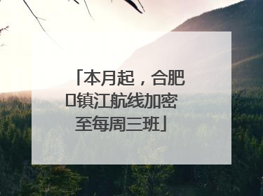 本月起，合肥⇋镇江航线加密至每周三班