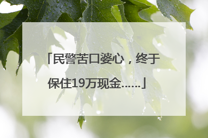 民警苦口婆心，终于保住19万现金……