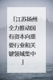 江苏扬州全力推动国有资本向重要行业和关键领域集中