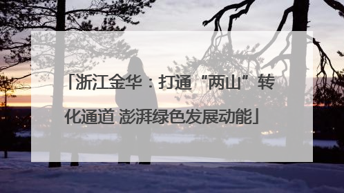 浙江金华：打通“两山”转化通道 澎湃绿色发展动能