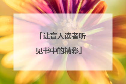 让盲人读者听见书中的精彩