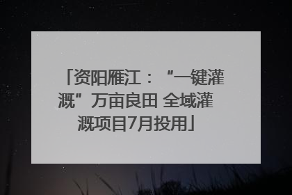 资阳雁江：“一键灌溉”万亩良田 全域灌溉项目7月投用