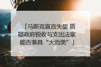 马斯克直言失望 质疑政府税收与支出法案能否兼具“大而美”