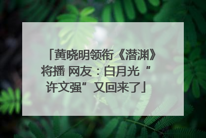 黄晓明领衔《潜渊》将播 网友：白月光“许文强”又回来了